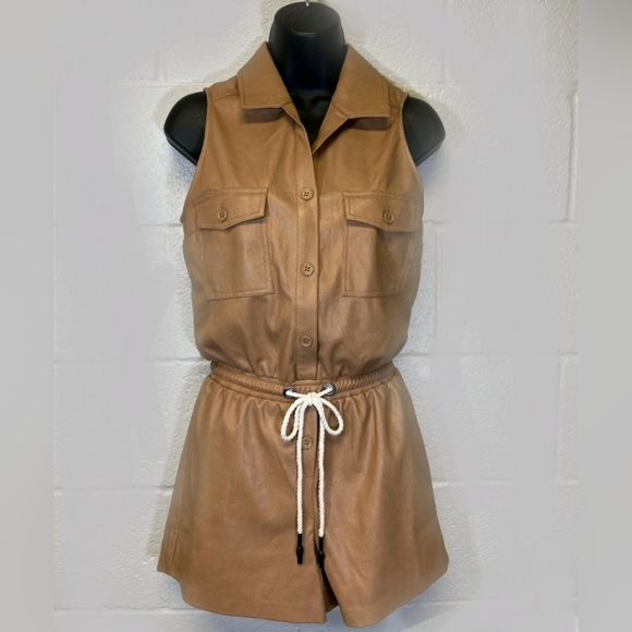 n.Philanthropy Stoke Faux Leather Romper in Camel Size XL NWT MSRP $198 - Picture 2 of 12